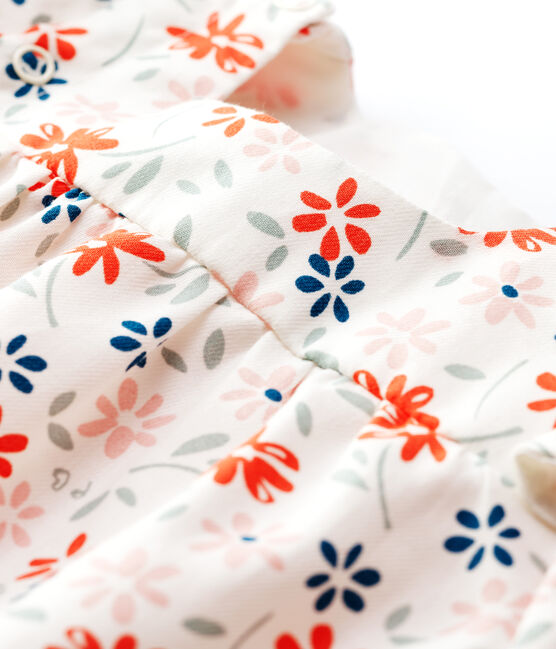 Baby Girls' Floral Organic Cotton Twill Dress MARSHMALLOW white/MULTICO white